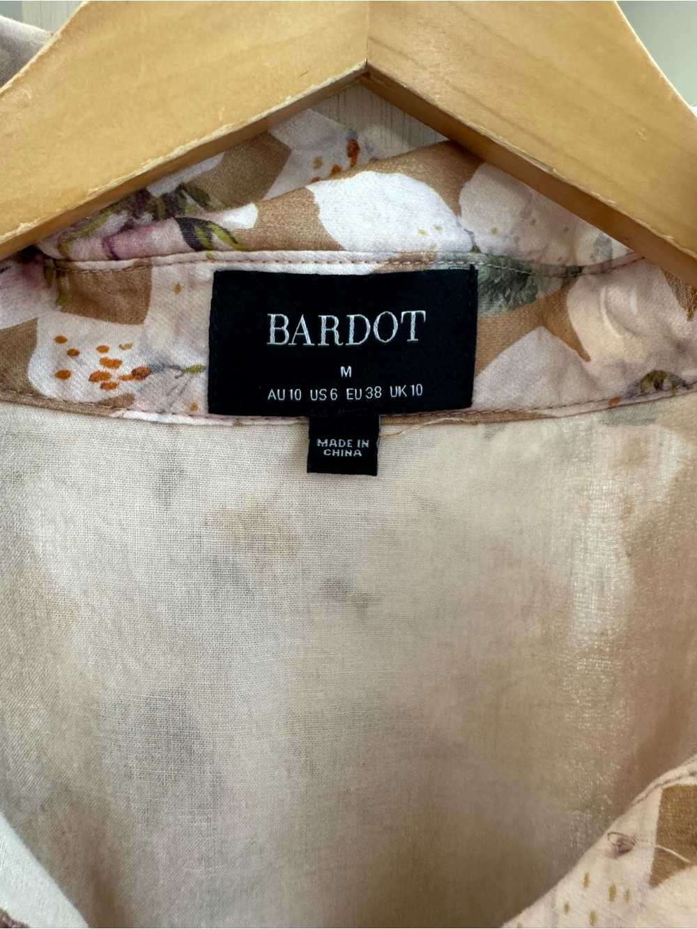 Bardot Sheer Floral Puff-Sleeve Blouse in Pink and Brown - Picture 3 of 15